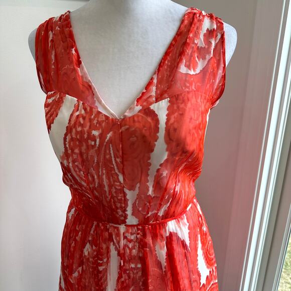 Milly 'Anna' Sz 4 Poppy Red Silk Fit & Flare A-Line Short Cocktail Party Dress - Picture 3 of 10
